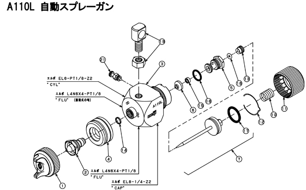 自動スプレーガン：A110L-P | 【公式】株式会社明治機械製作所オンラインショップ